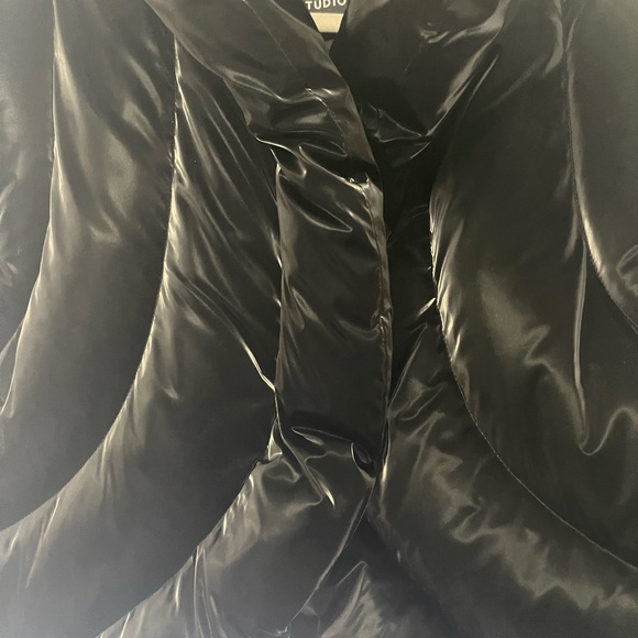 Massimo Dutti Crop Puffer Shiny Black Jacket Size M - Picture 2 of 10